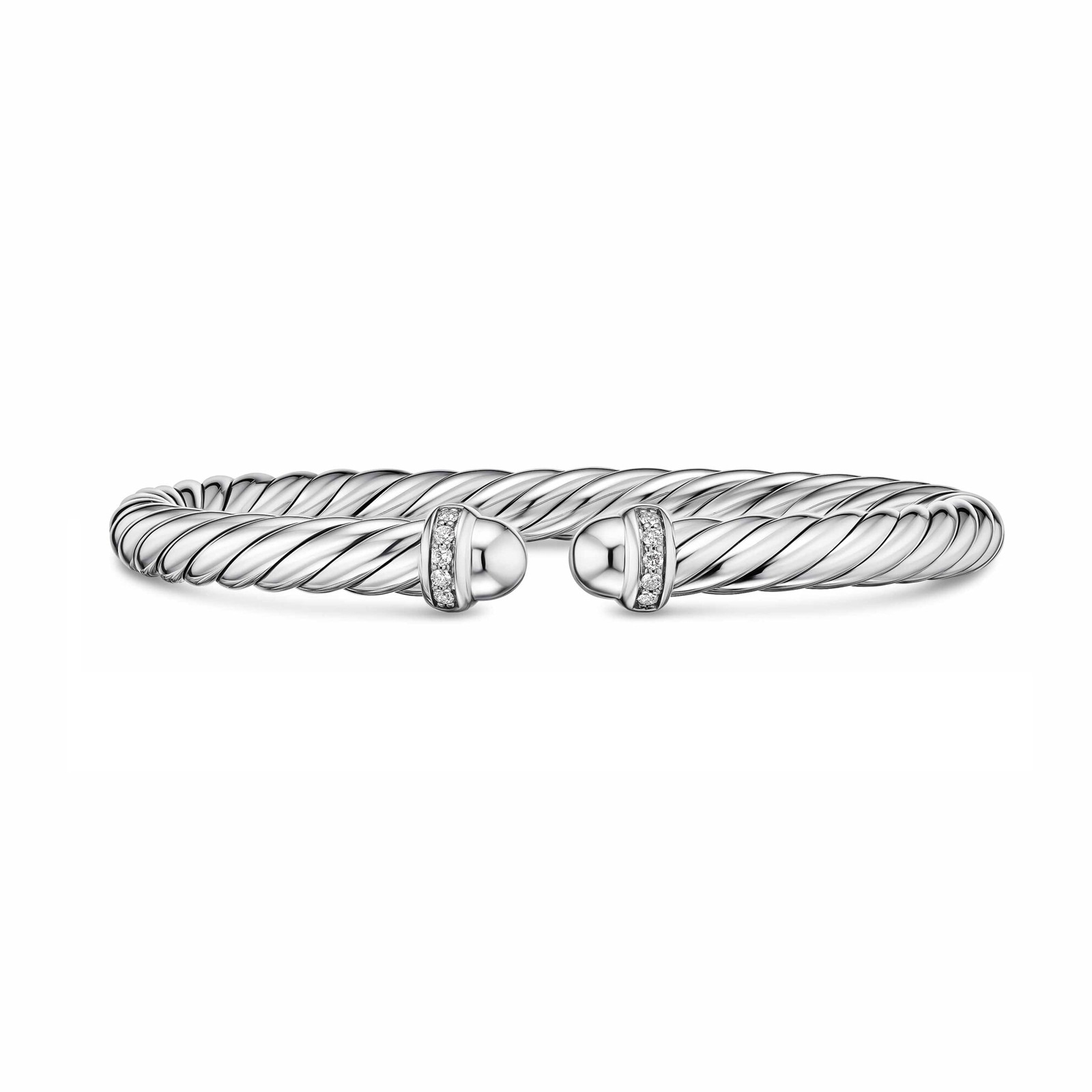 David Yurman Cable Flex Bracelet In Sterling Silver With Diamonds, 6mm - Size Medium