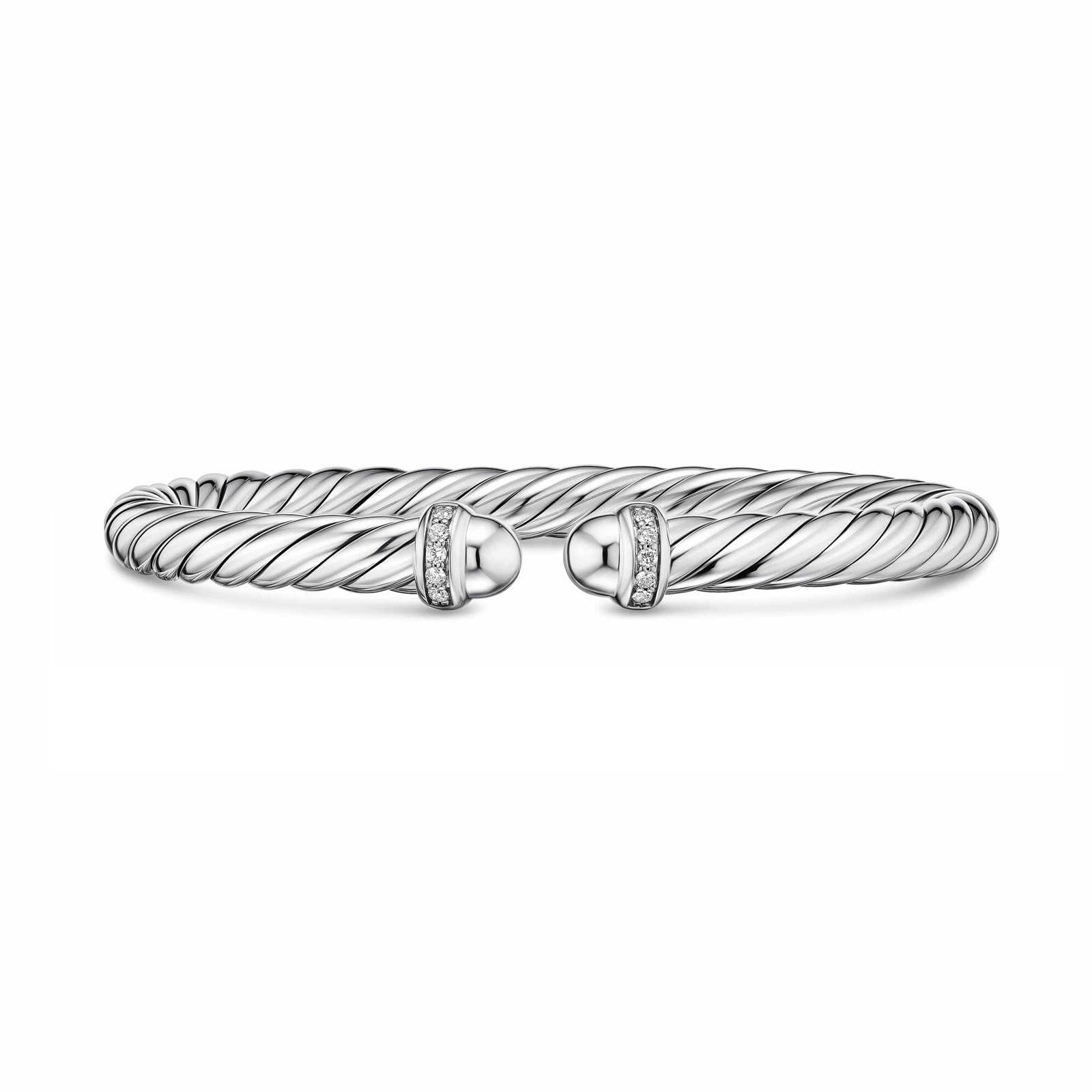 David Yurman Cable Flex Bracelet In Sterling Silver With Diamonds, 6mm - Size Large