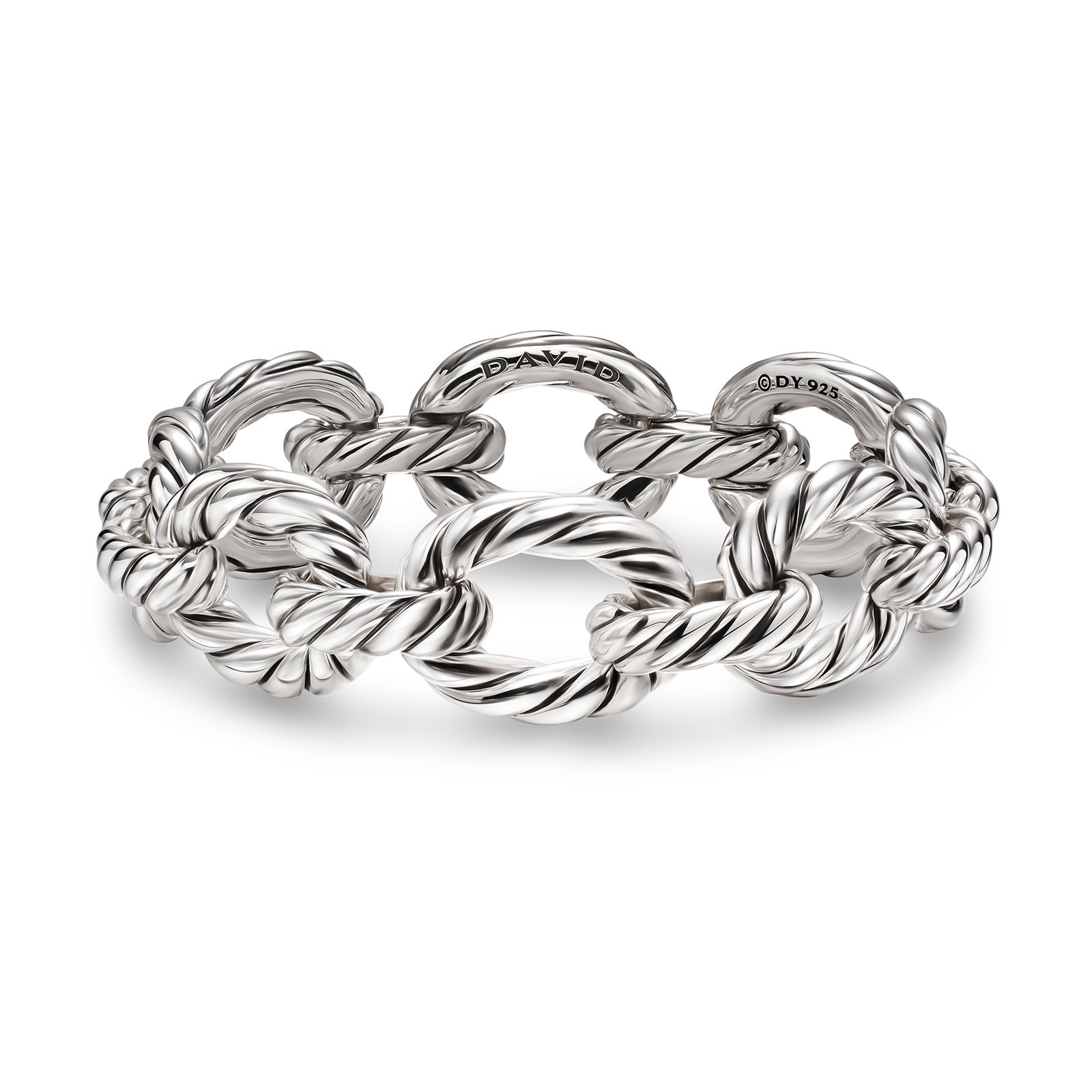 David Yurman Sculpted Cable Oval Link Bracelet In Sterling Silver, 18mm - Size Large