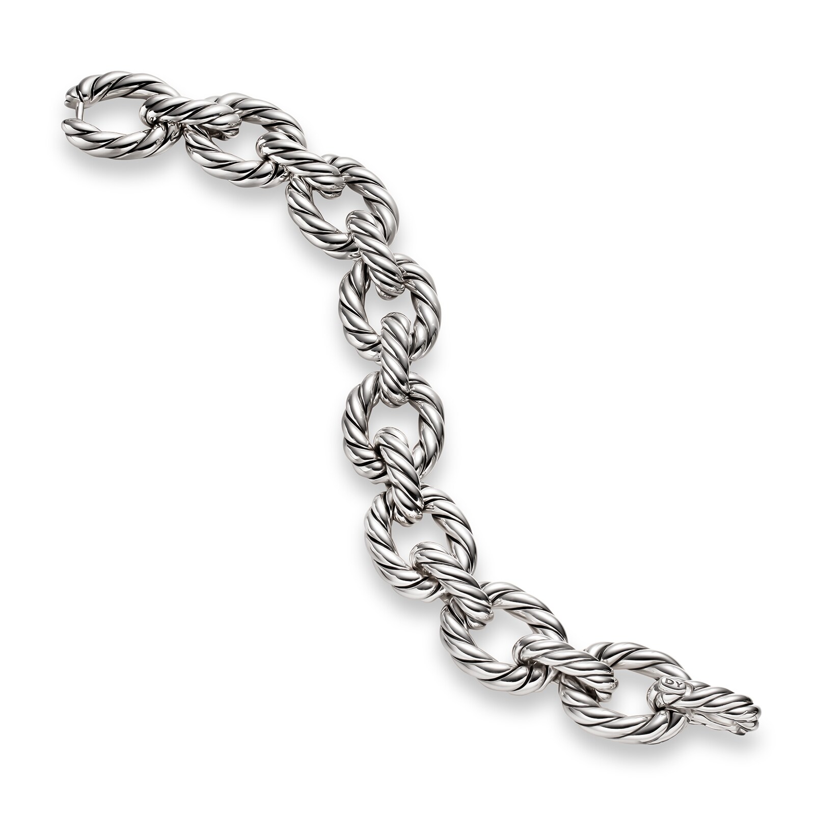 David Yurman Sculpted Cable Oval Link Bracelet In Sterling Silver, 18mm - Size Large