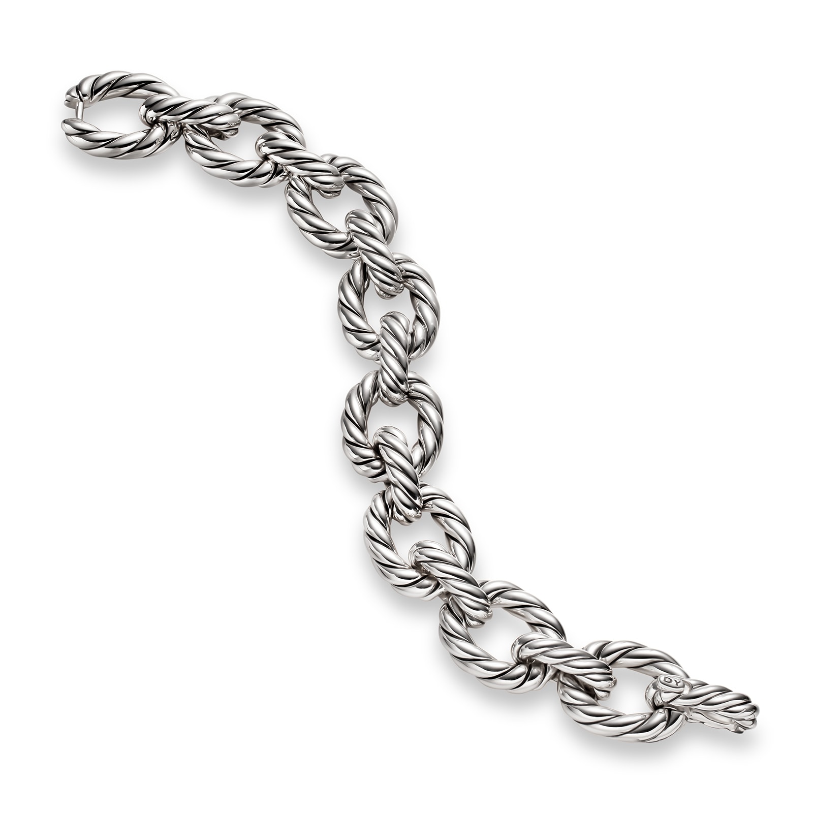 David Yurman Sculpted Cable Oval Link Bracelet In Sterling Silver, 18mm - Size Large