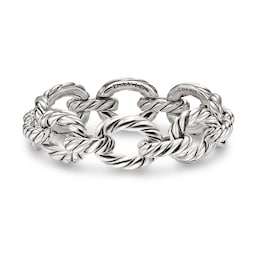 37360397 - Sculpted Cable Oval Link Bracelet In Sterling Silver, 18mm - Size Medium