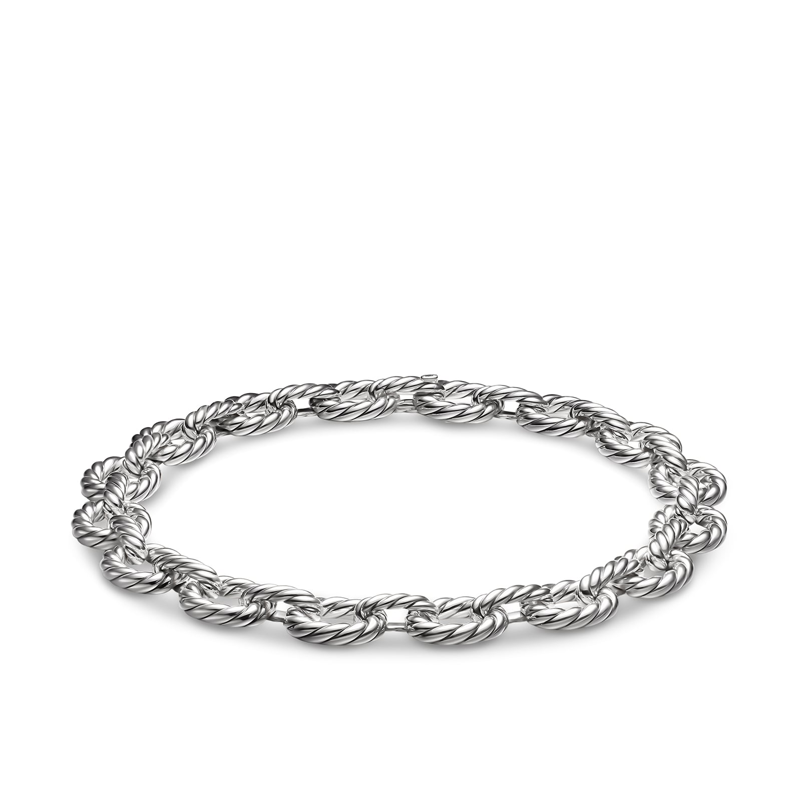 David Yurman Sculpted Cable Oval Link Necklace In Sterling Silver, 18mm