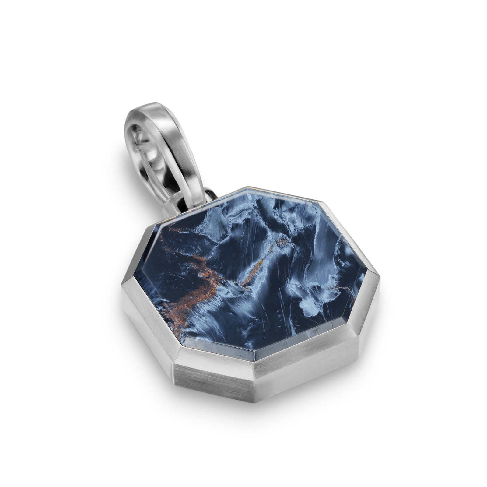 David Yurman Faceted Amulet In Sterling Silver With Pietersite, 16mm David Yurman Faceted Amulet In Sterling Silver With Pietersite, 16mm
