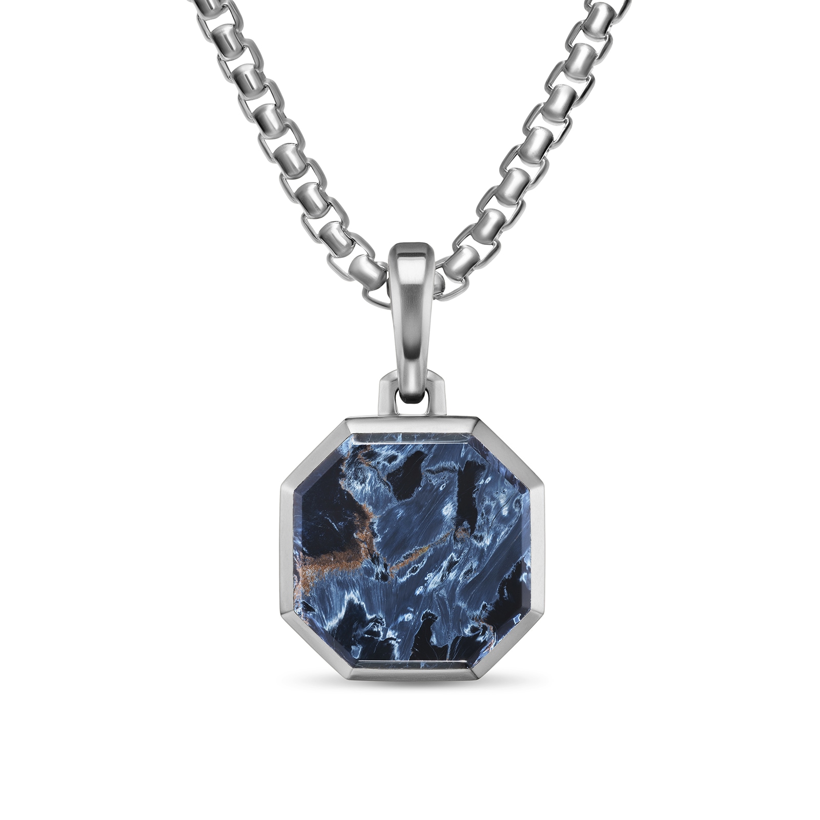 David Yurman Faceted Amulet In Sterling Silver With Pietersite, 16mm David Yurman Faceted Amulet In Sterling Silver With Pietersite, 16mm