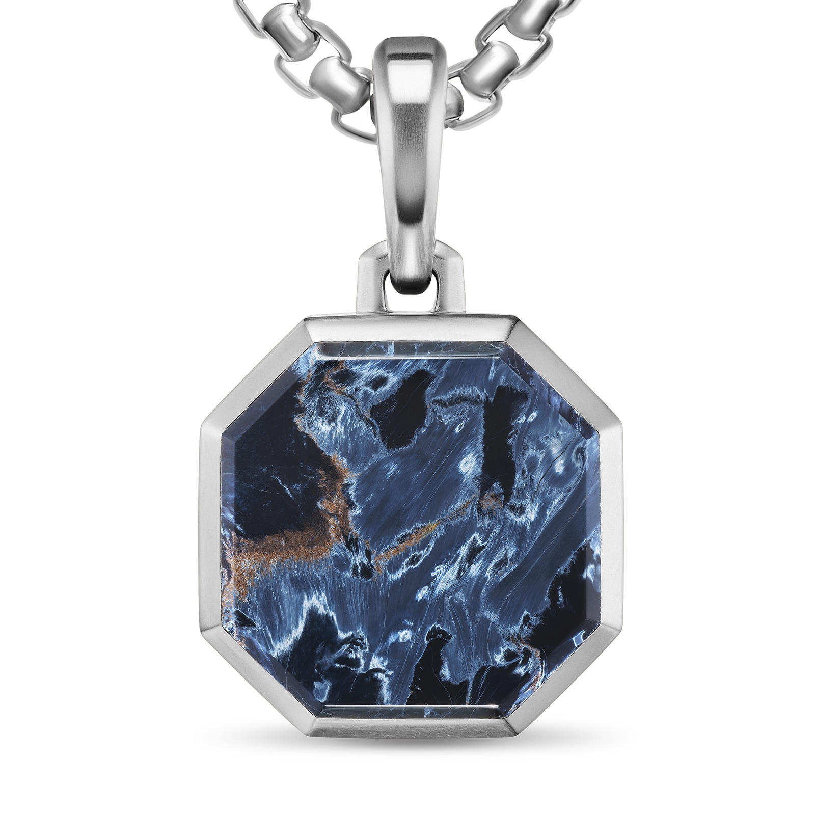 David Yurman Faceted Amulet In Sterling Silver With Pietersite, 16mm David Yurman Faceted Amulet In Sterling Silver With Pietersite, 16mm