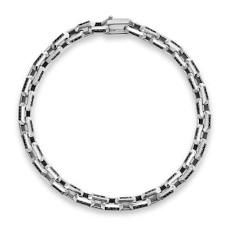 David Yurman Streamline Link Bracelet In Sterling Silver With Black Diamonds, 5.5mm - Size Medium