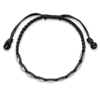 David Yurman Faceted Woven Bracelet In Sterling Silver With Black Nylon And Black Onyx, 8mm - Size Medium