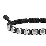 David Yurman Faceted Woven Bracelet In Sterling Silver With Black Nylon And Black Onyx, 8mm - Size Medium