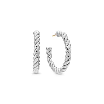 David Yurman Sculpted Cable Hoop Earrings In Sterling Silver, 40mm