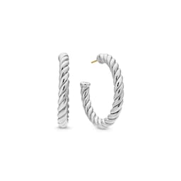 37360406 - Sculpted Cable Hoop Earrings In Sterling Silver, 40mm