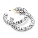 David Yurman Sculpted Cable Hoop Earrings In Sterling Silver, 40mm
