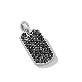 David Yurman Chevron Tag In Sterling Silver With Black Diamonds, 21mm David Yurman Chevron Tag In Sterling Silver With Black Diamonds, 21mm