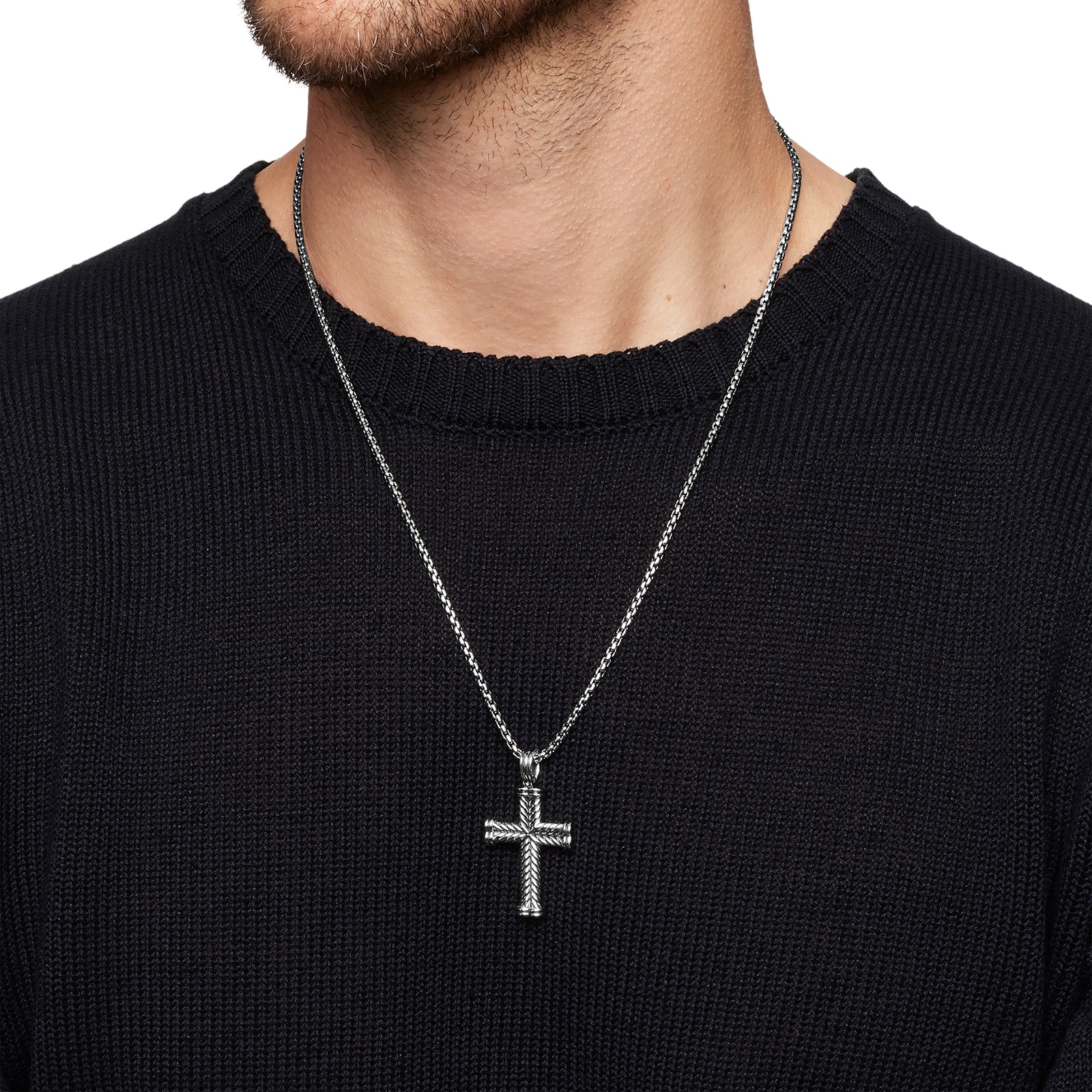David Yurman Chevron Cross Pendant In Sterling Silver, 33mm