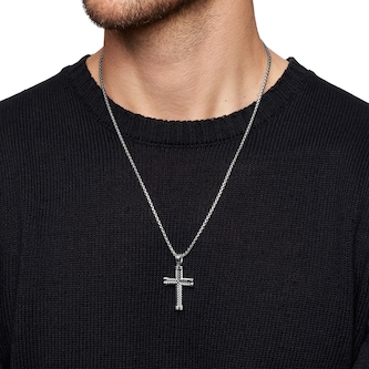 David Yurman Chevron Cross Pendant In Sterling Silver, 33mm