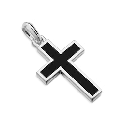37360410 - Exotic Stone Cross In Sterling Silver With Black Onyx, 23mm