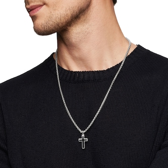 David Yurman Exotic Stone Cross In Sterling Silver With Black Onyx, 23mm