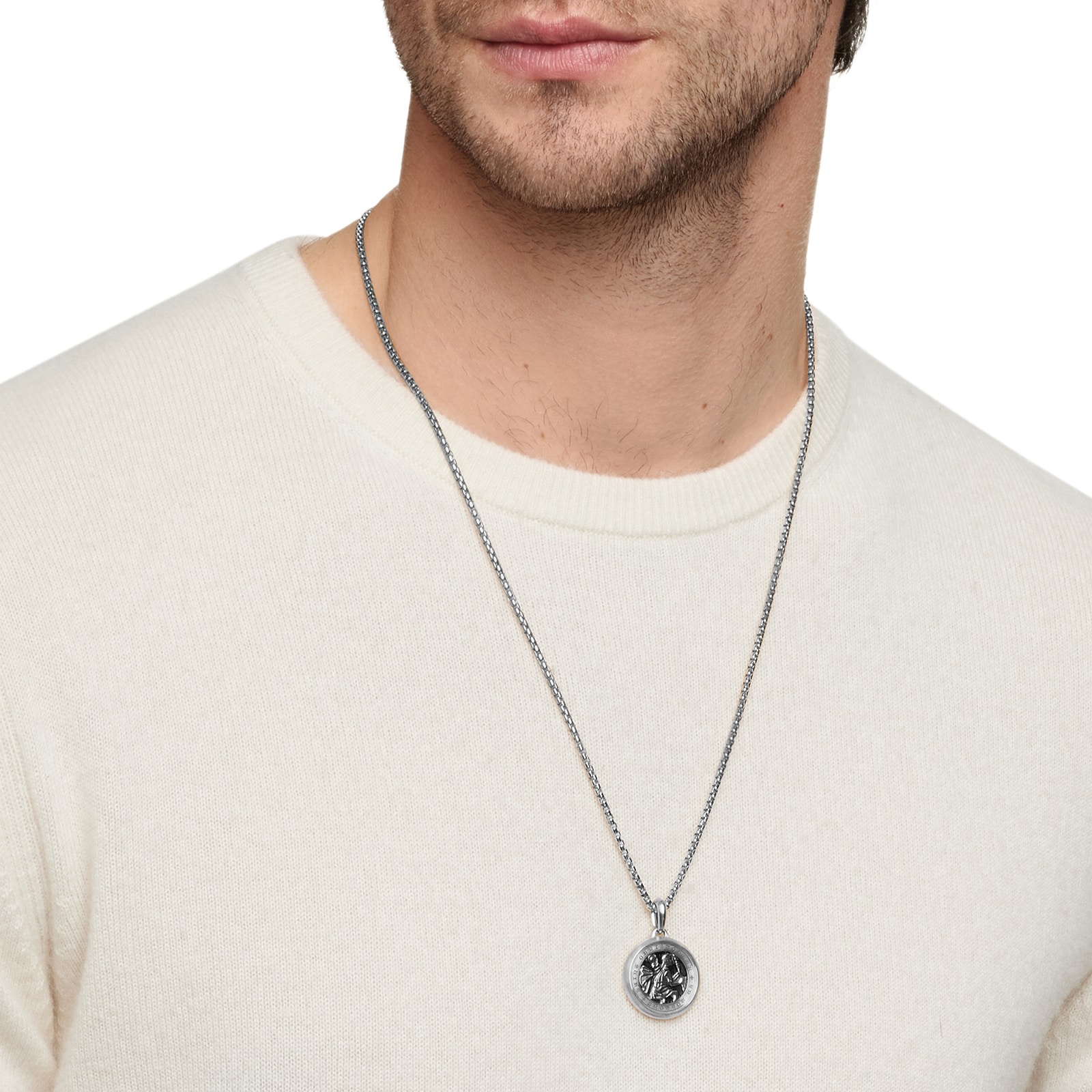 David Yurman St. Christopher Amulet In Sterling Silver, 26.5mm David Yurman St. Christopher Amulet In Sterling Silver, 26.5mm