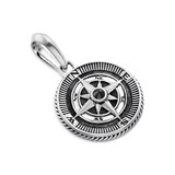 David Yurman Maritime® Compass Amulet In Sterling Silver With Centre Black Diamonds, 20mm