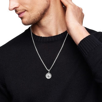 David Yurman Maritime® Compass Amulet In Sterling Silver With Centre Black Diamonds, 20mm David Yurman Maritime® Compass Amulet In Sterling Silver With Centre Black Diamonds, 20mm