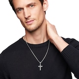 David Yurman Chevron Cross Pendant In Sterling Silver With Black Diamonds, 33mm