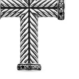 David Yurman Chevron Cross Pendant In Sterling Silver With Black Diamonds, 33mm