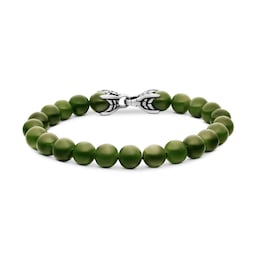 37360416 - Spiritual Beads Bracelet In Sterling Silver With Nephrite Jade, 8mm