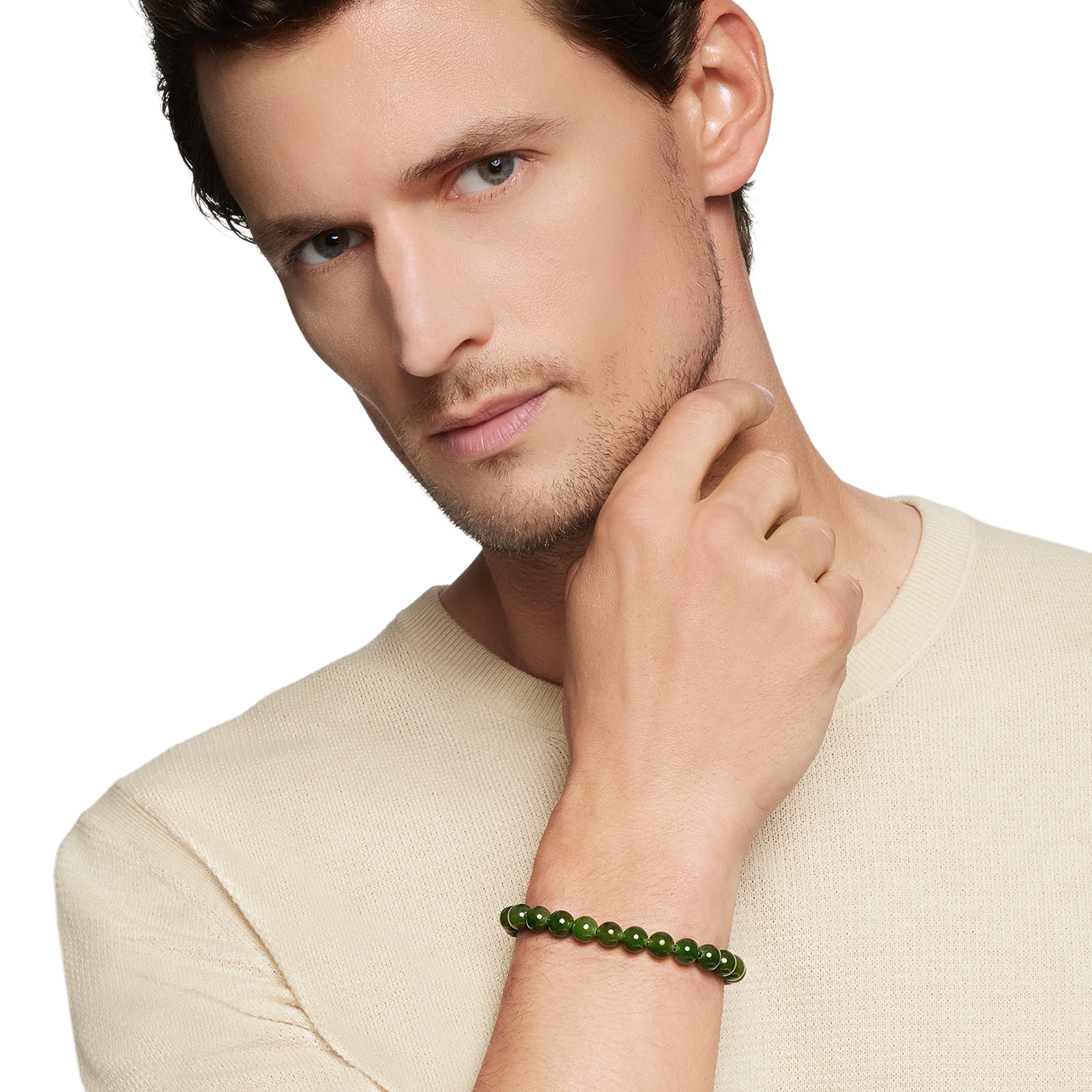 David Yurman Spiritual Beads Bracelet In Sterling Silver With Nephrite Jade, 8mm