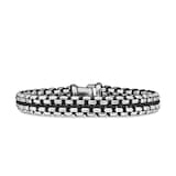 David Yurman Woven Box Chain Bracelet In Sterling Silver With Black Nylon, 12mm - Size Medium