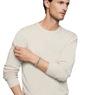 David Yurman Woven Box Chain Bracelet In Sterling Silver With Black Nylon, 12mm - Size Medium