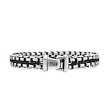 David Yurman Woven Box Chain Bracelet In Sterling Silver With Black Nylon, 12mm - Size Medium