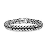 David Yurman Woven Box Chain Bracelet In Sterling Silver With Black Nylon, 12mm - Size Medium