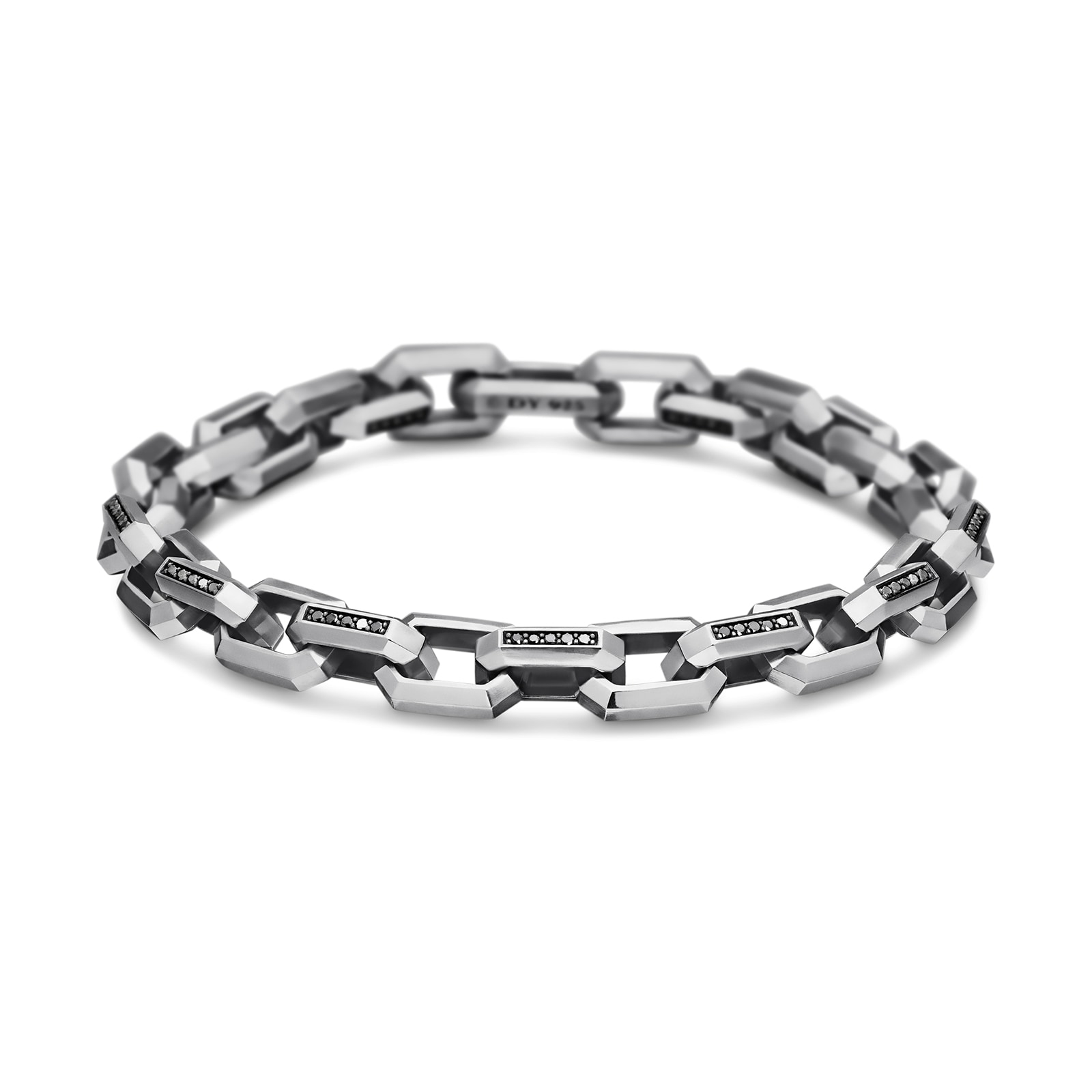 David Yurman Streamline® Heirloom Chain Link Bracelet In Sterling Silver With Pavé Black Diamonds, 7.5mm - Size Medium