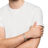 David Yurman Chevron Woven Bracelet In Sterling Silver With Black Nylon, 9mm - Size Medium
