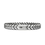 David Yurman Chevron Woven Bracelet In Sterling Silver With Black Nylon, 9mm - Size Medium