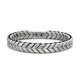 David Yurman Chevron Woven Bracelet In Sterling Silver With Black Nylon, 9mm - Size Medium
