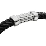 David Yurman Chevron Bracelet In Black Rubber With Sterling Silver, 6mm - Size Medium