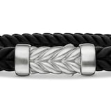 David Yurman Chevron Bracelet In Black Rubber With Sterling Silver, 6mm - Size Medium