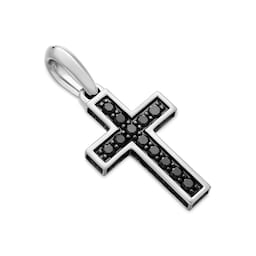 37360427 - Pavé Cross Pendant In Sterling Silver With Black Diamonds, 23mm