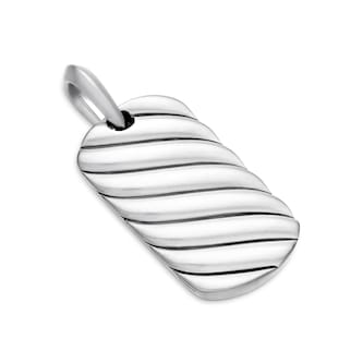 David Yurman Sculpted Cable Tag In Sterling Silver, 27mm David Yurman Sculpted Cable Tag In Sterling Silver, 27mm