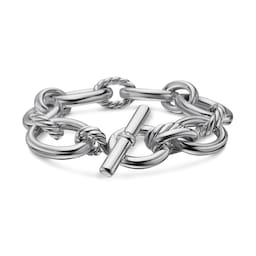 37360435 - DY Mercer™ Chain Bracelet in Sterling Silver with Diamonds, 25mm - Size Small
