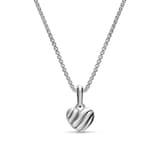 David Yurman Petite Puffy Cable Heart Necklace In Sterling Silver, 7.4mm