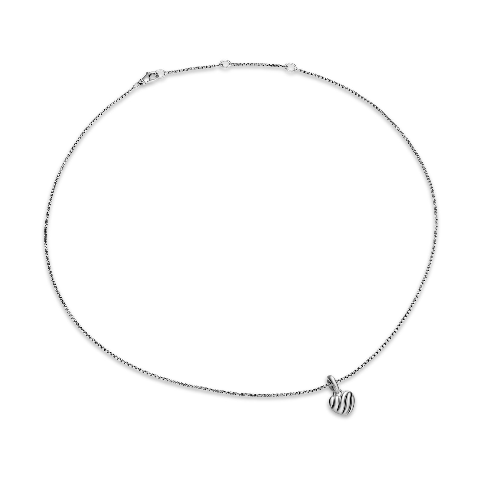 David Yurman Petite Puffy Cable Heart Necklace In Sterling Silver, 7.4mm