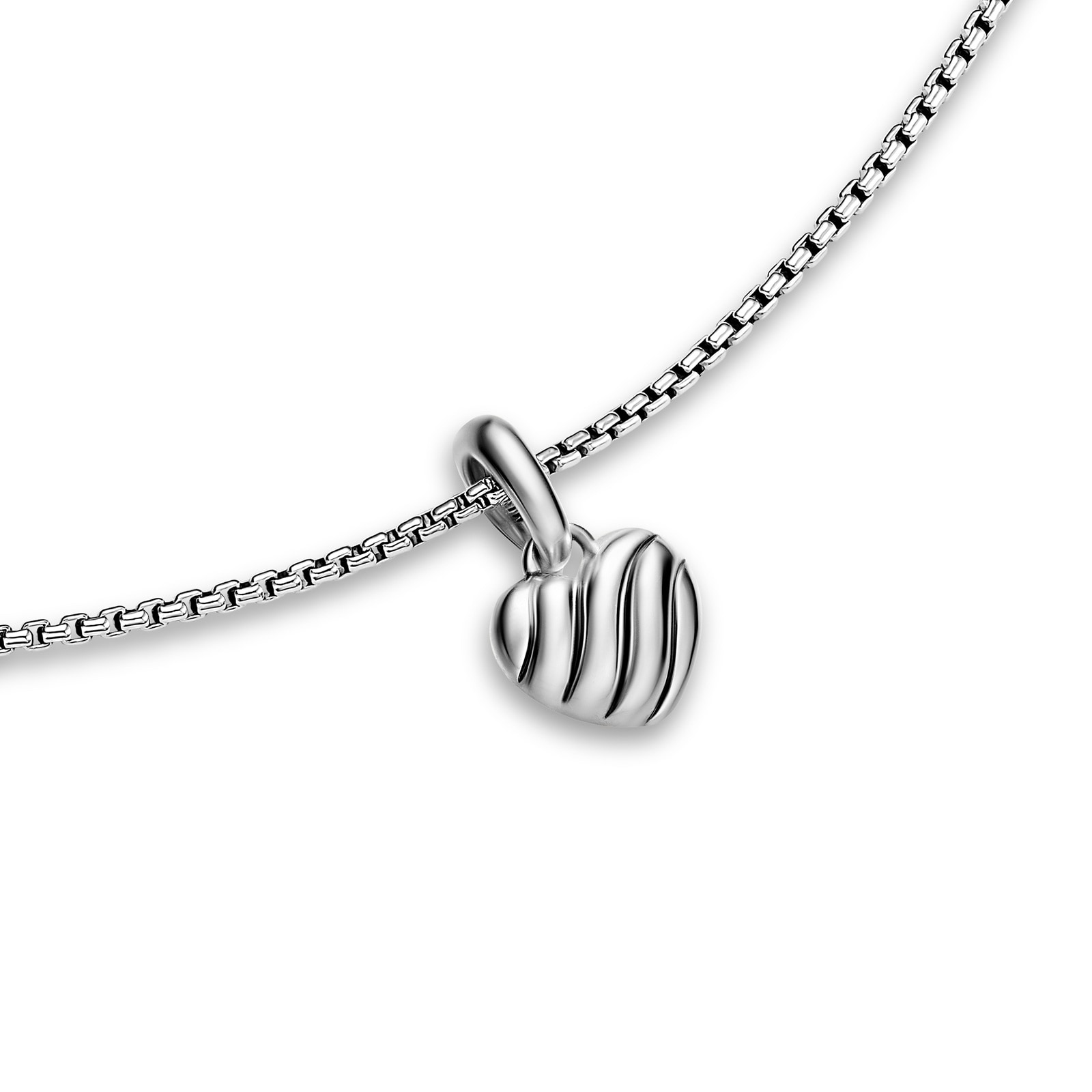 David Yurman Petite Puffy Cable Heart Necklace In Sterling Silver, 7.4mm