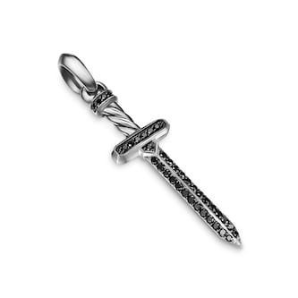 David Yurman Pavé Sword Amulet In Sterling Silver With Black Diamonds, 41.3mm David Yurman Pavé Sword Amulet In Sterling Silver With Black Diamonds, 41.3mm