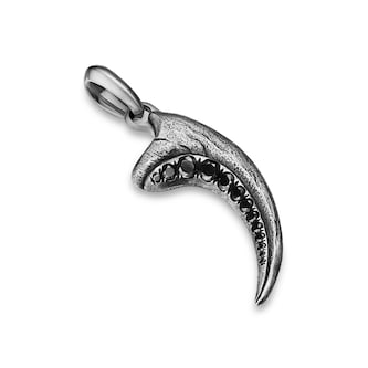 David Yurman Raptor Claw Amulet In Sterling Silver With Black Diamonds, 36.2mm David Yurman Raptor Claw Amulet In Sterling Silver With Black Diamonds, 36.2mm