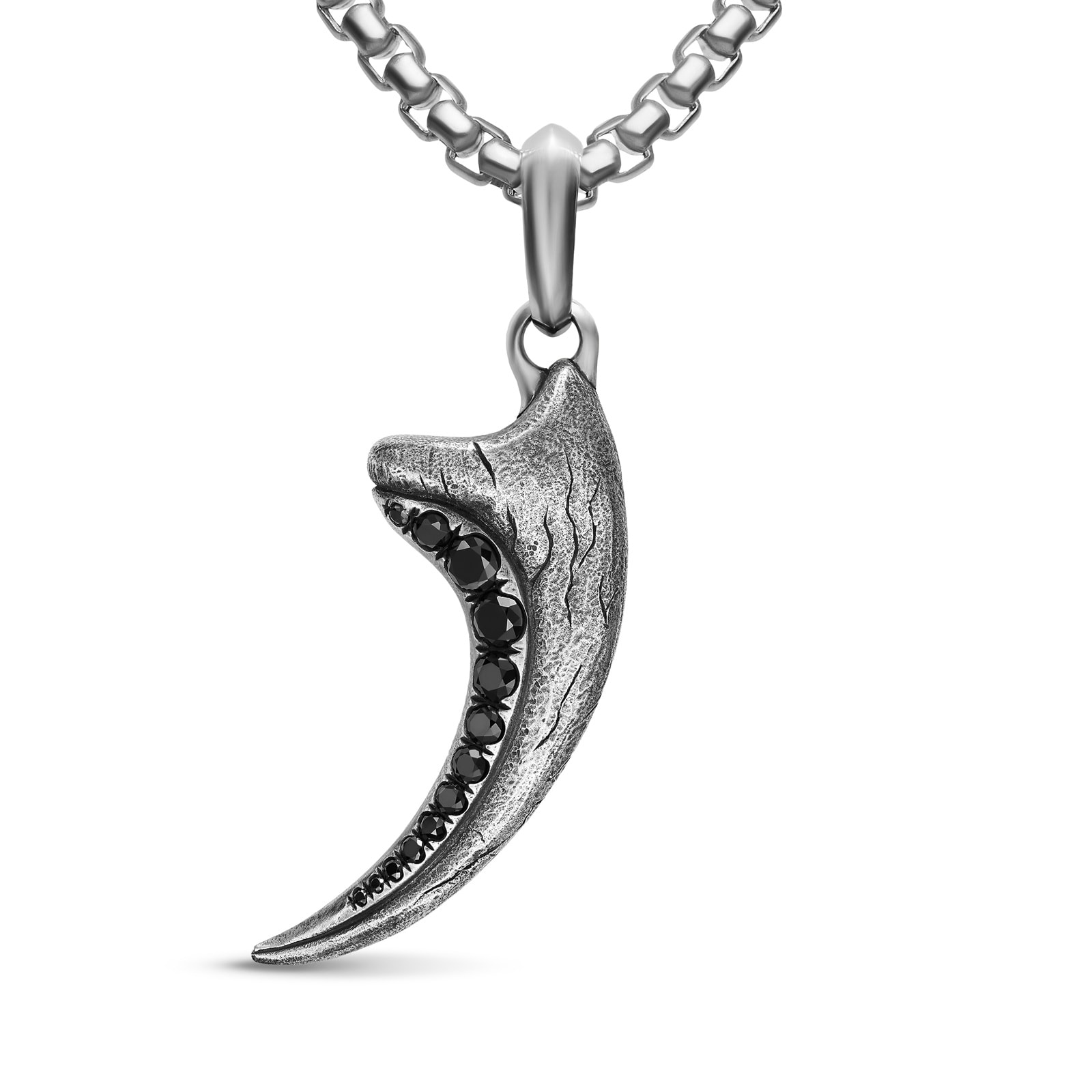 David Yurman Raptor Claw Amulet In Sterling Silver With Black Diamonds, 36.2mm David Yurman Raptor Claw Amulet In Sterling Silver With Black Diamonds, 36.2mm