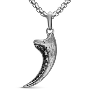 David Yurman Raptor Claw Amulet In Sterling Silver With Black Diamonds, 36.2mm David Yurman Raptor Claw Amulet In Sterling Silver With Black Diamonds, 36.2mm