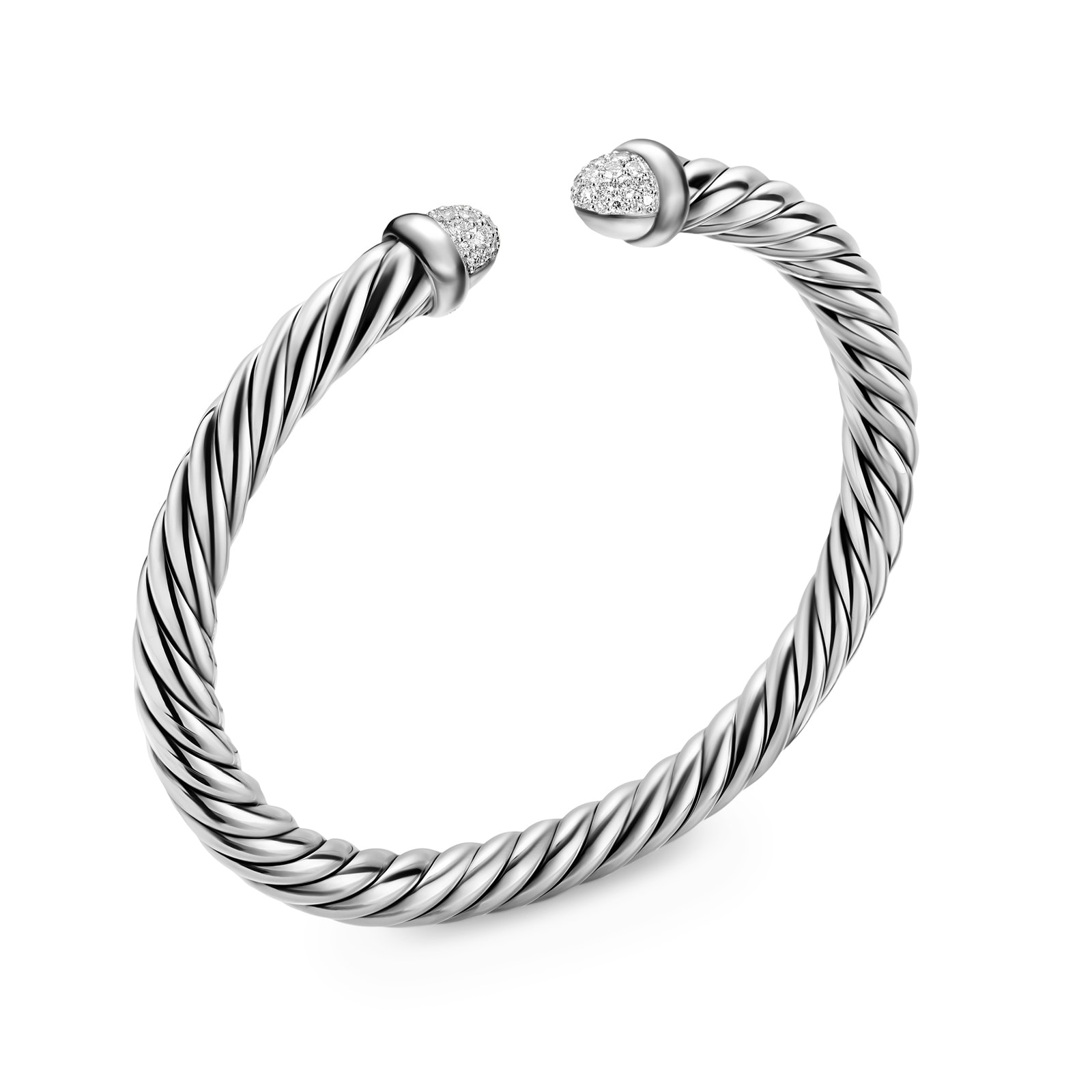 David Yurman Cable Flex Bracelet In Sterling Silver With Diamonds, 6mm David Yurman Cable Flex Bracelet In Sterling Silver With Diamonds, 6mm