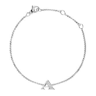 David Yurman Petite Intial A Chain Bracelet In Sterling Silver With Diamonds